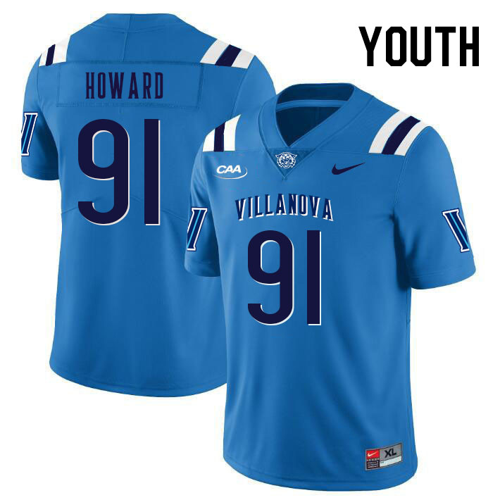 Youth #91 Ayden Howard Villanova Wildcats College Football Jerseys Stitched Sale-Light Blue